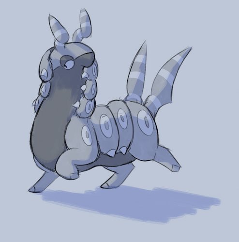 monochrome drawing of a scolipede